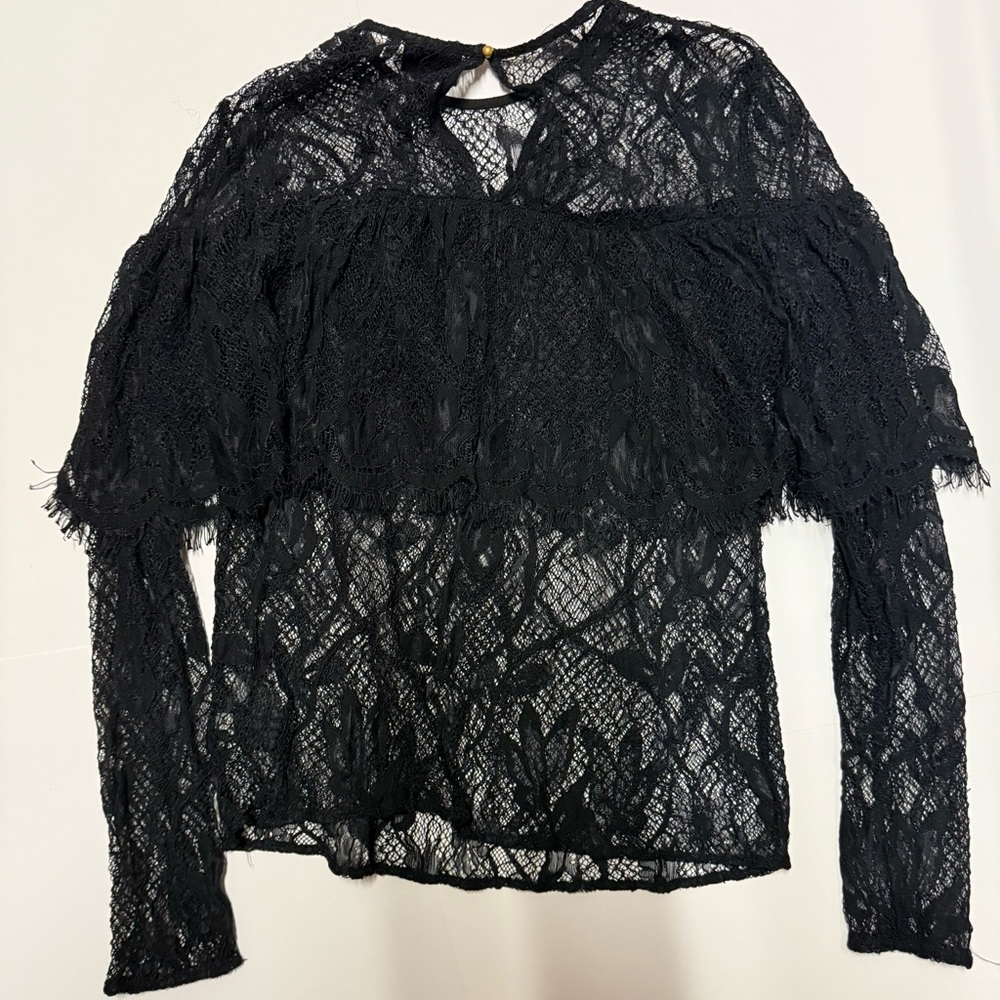 Who What Wear Black Lace Blouse